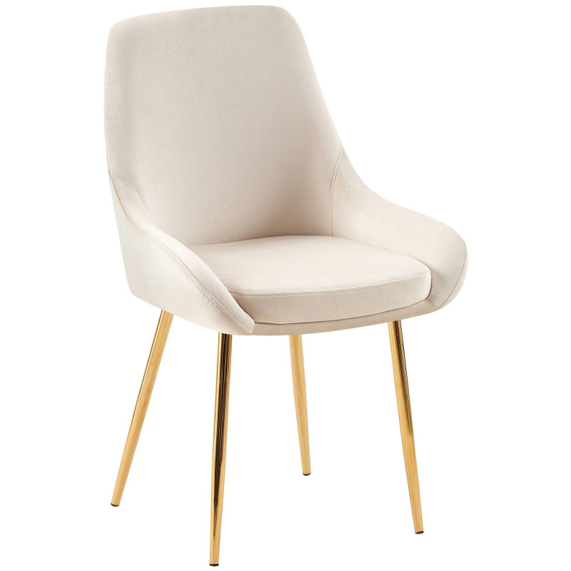 Chaise moderne en Velours Blanc crème Métal Doré Jorvila - 1