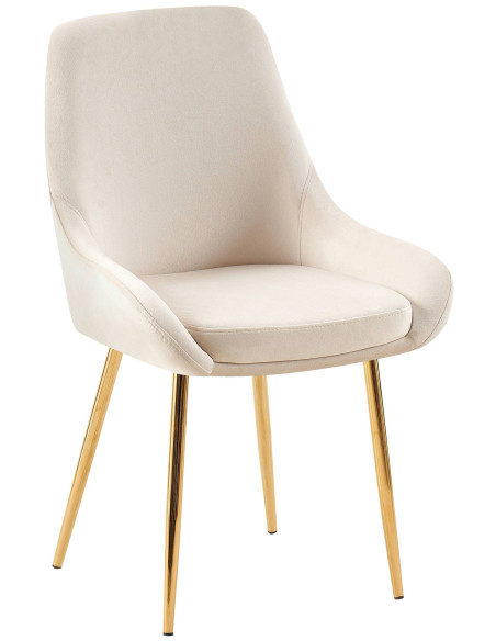 Chaise moderne en Velours Blanc crème Métal Doré Jorvila - 1