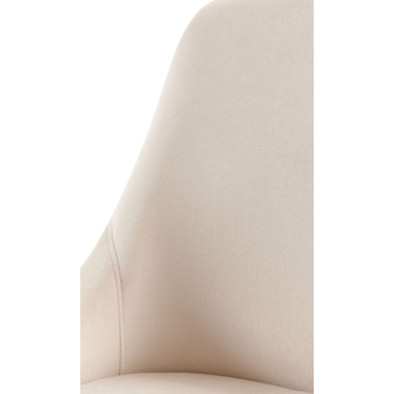 Chaise moderne en Velours Blanc crème Métal Doré Jorvila - 4