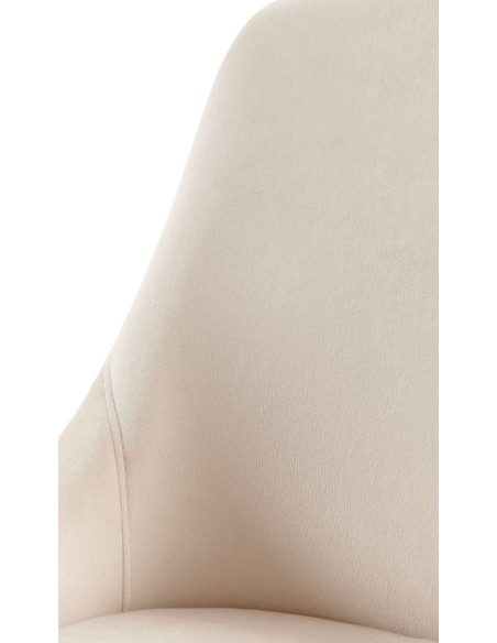 Chaise moderne en Velours Blanc crème Métal Doré Jorvila - 4