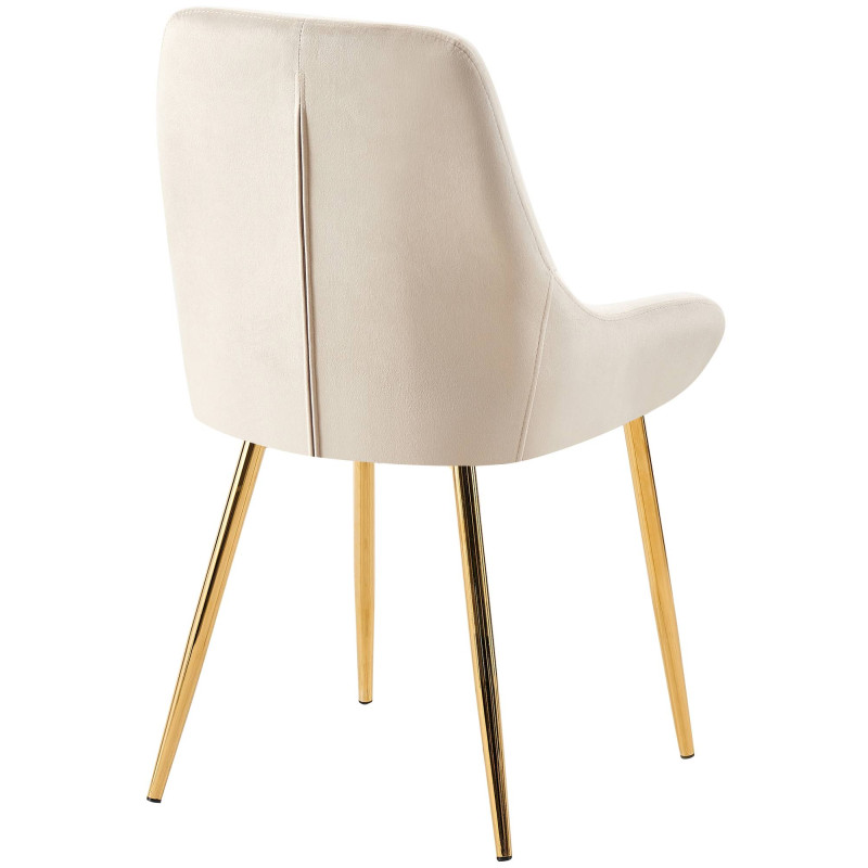 Chaise moderne en Velours Blanc crème Métal Doré Jorvila - 2