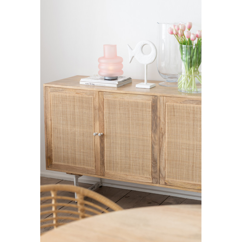Buffet bas 4 portes Weaving en Bois de manguier Naturel Rotin - 2