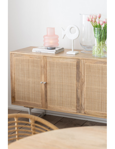 Buffet bas 4 portes Weaving en Bois de manguier Naturel Rotin - 2
