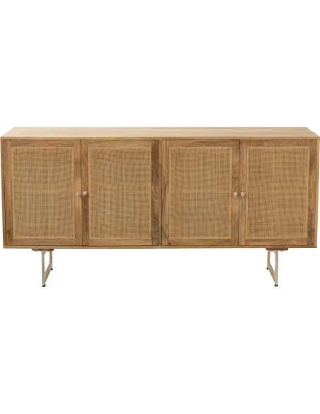 Buffet bas 4 portes Weaving en Bois de manguier Naturel Rotin - 3