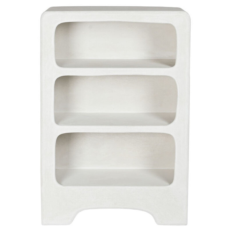 Bibliothèque design organique 3 niches Bois MDF Blanc Rugueux Résine Feelt - 2