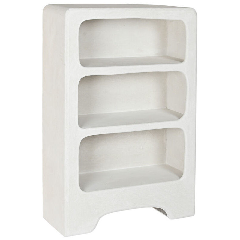 Bibliothèque design organique 3 niches Bois MDF Blanc Rugueux Résine Feelt - 1