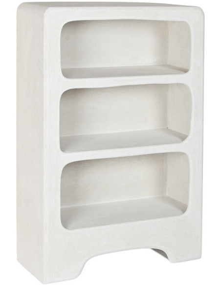 Bibliothèque design organique 3 niches Bois MDF Blanc Rugueux Résine Feelt - 1