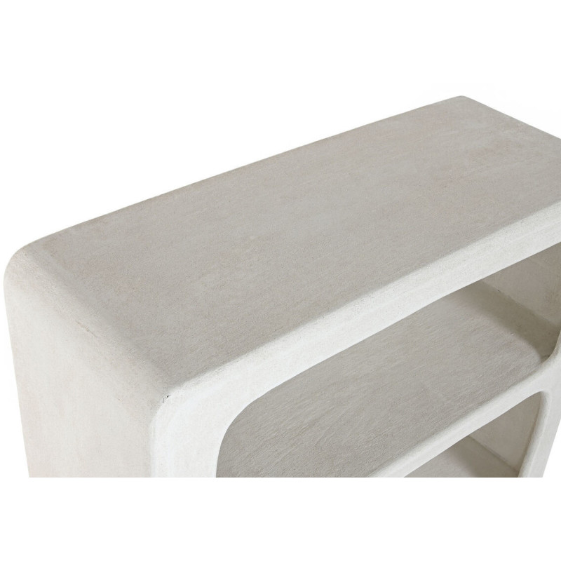 Bibliothèque design organique 3 niches Bois MDF Blanc Rugueux Résine Feelt - 4