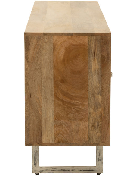 Buffet bas 4 portes Weaving en Bois de manguier Naturel Rotin - 4