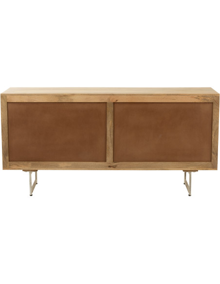 Buffet bas 4 portes Weaving en Bois de manguier Naturel Rotin - 5