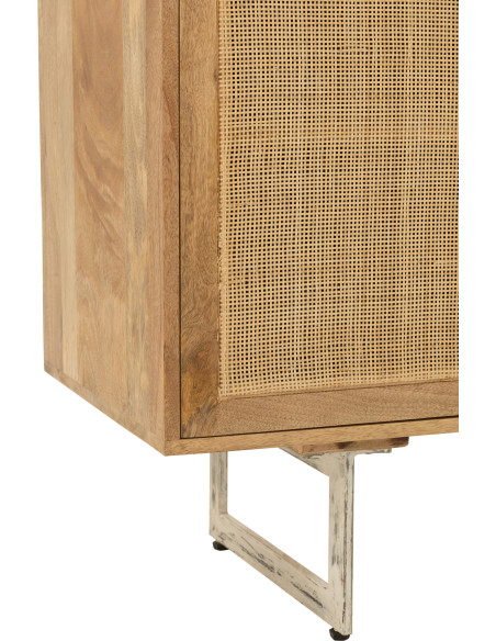 Buffet bas 4 portes Weaving en Bois de manguier Naturel Rotin - 6