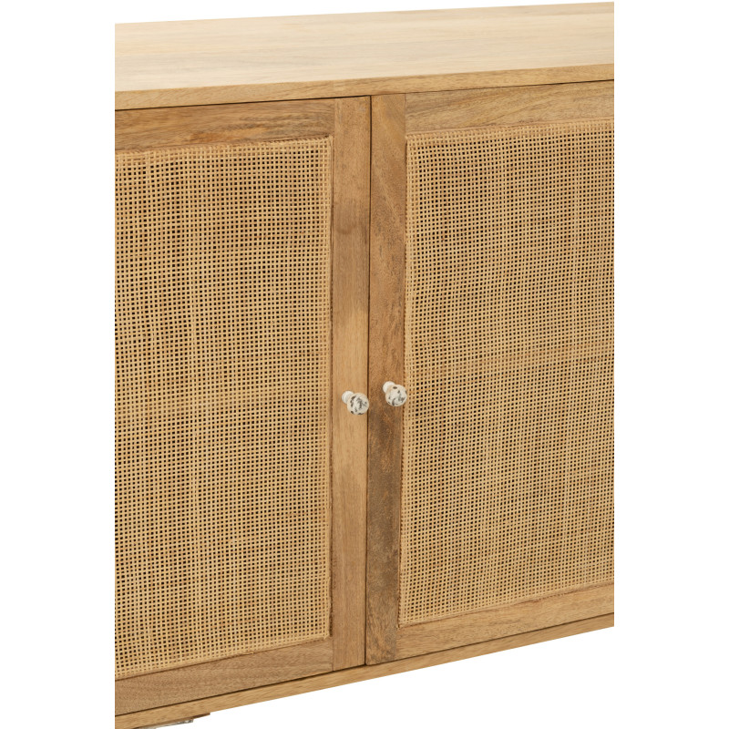 Buffet bas 4 portes Weaving en Bois de manguier Naturel Rotin - 7