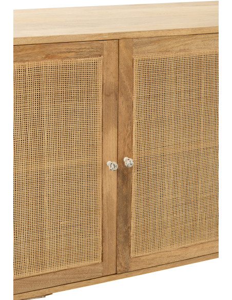 Buffet bas 4 portes Weaving en Bois de manguier Naturel Rotin - 7