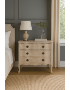 Commode 4 tiroirs bois clair sapin et MDF 93x38x78 cm Noreta Ixia - 2