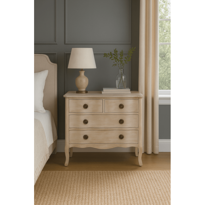 Commode 4 tiroirs bois clair sapin et MDF 93x38x78 cm Noreta Ixia - 2