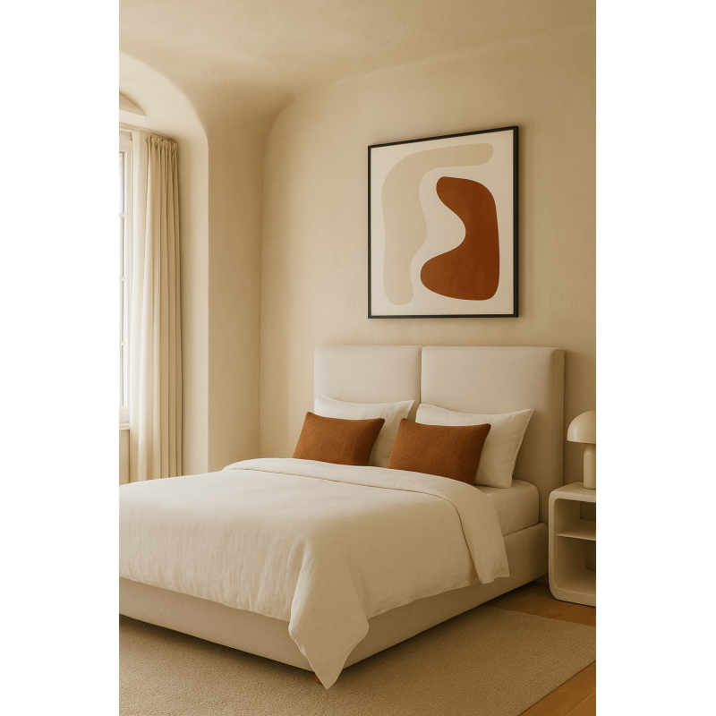 Tête de lit moderne chic 2 personnes 160x100 Tissu Beige Bois contreplaqué Elrino - 2