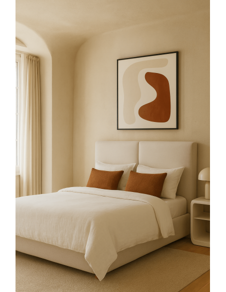 Tête de lit moderne chic 2 personnes 160x100 Tissu Beige Bois contreplaqué Elrino - 2