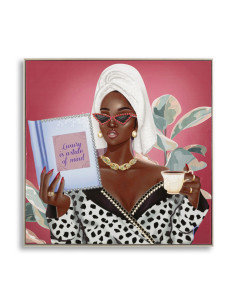 Toile murale peinte Femme spa Mind 82x82 avec cadre argenté Luxury 