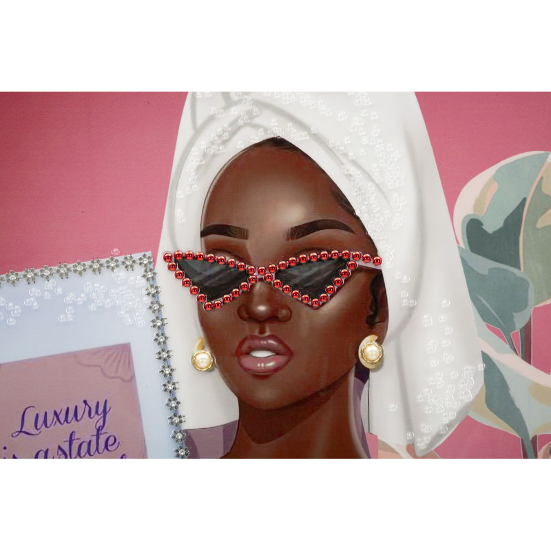 Toile murale peinte Femme spa Mind 82x82 avec cadre argenté Luxury 