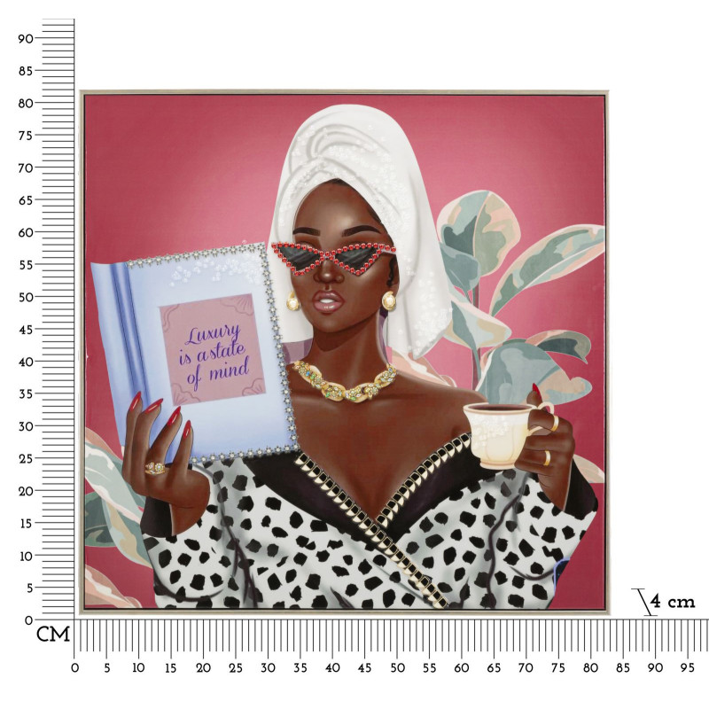 Toile murale peinte Femme spa Mind 82x82 avec cadre argenté Luxury 