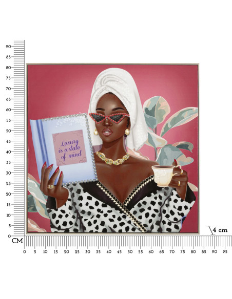 Toile murale peinte Femme spa Mind 82x82 avec cadre argenté Luxury 