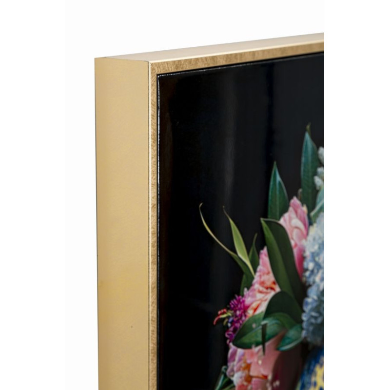 Grande Toile murale peinte Femme & Félin 52x102 avec cadre doré Moira 