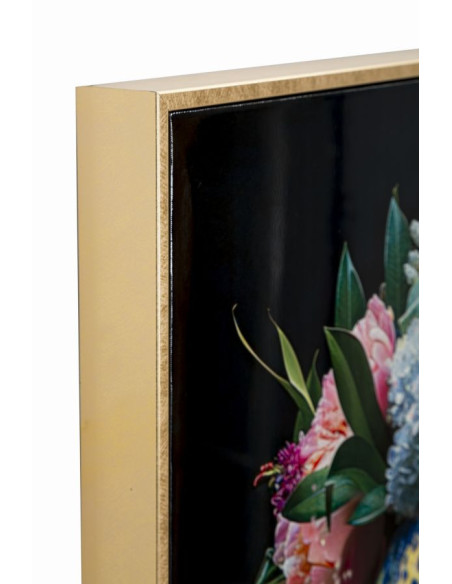 Grande Toile murale peinte Femme & Félin 52x102 avec cadre doré Moira 