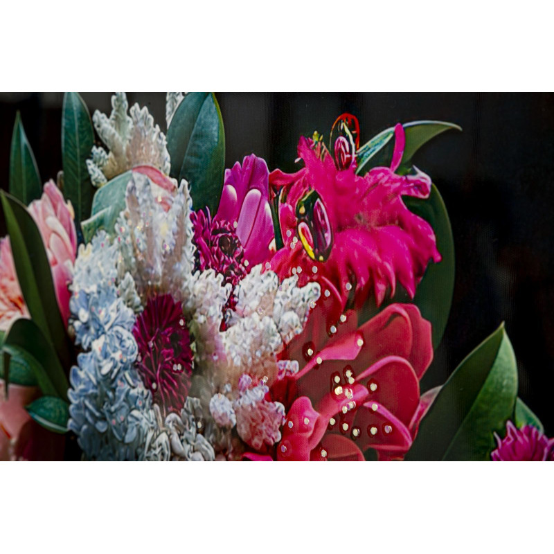 Grande Toile murale peinte Femme & Félin 52x102 avec cadre doré Moira 