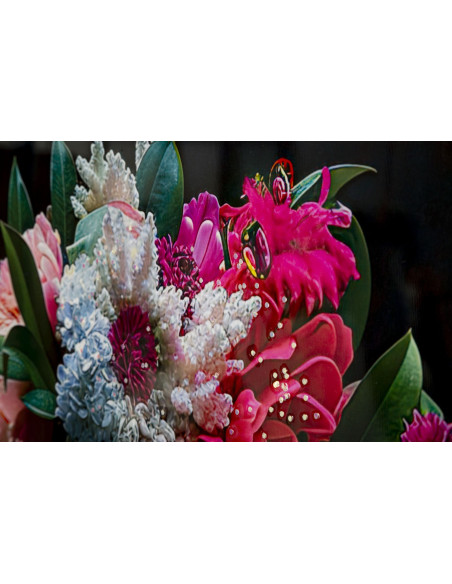 Grande Toile murale peinte Femme & Félin 52x102 avec cadre doré Moira 