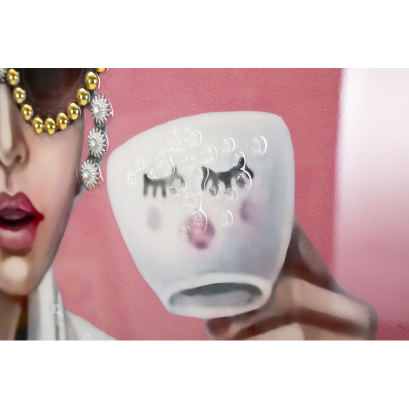 Toile murale peinte Femme spa Enjoy 82x82 avec cadre argenté Luxury 