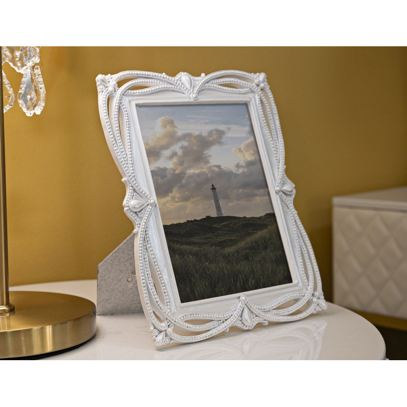 Cadre photo romantique Rubans pour photo 15x20 Résine Argenté Ribbon 