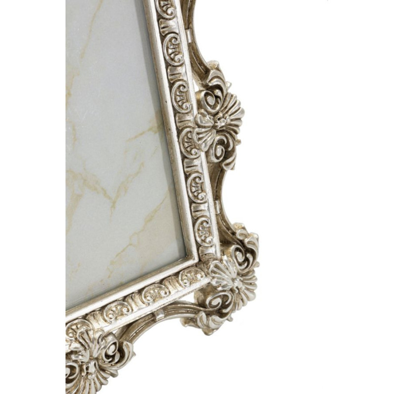 Grand Cadre photo baroque Fleurs & Volutes pour photo 20x25 Résine Argenté Florence 
