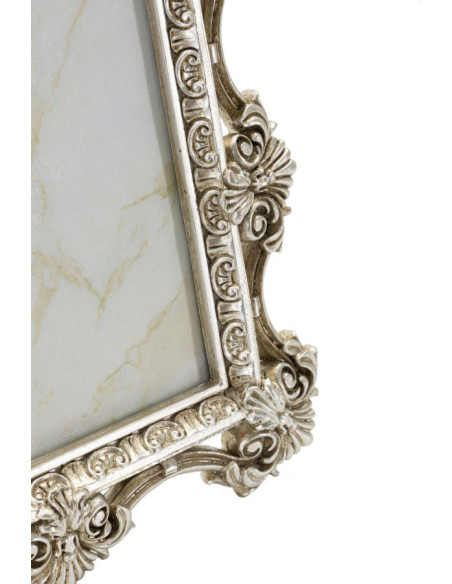 Grand Cadre photo baroque Fleurs & Volutes pour photo 20x25 Résine Argenté Florence 