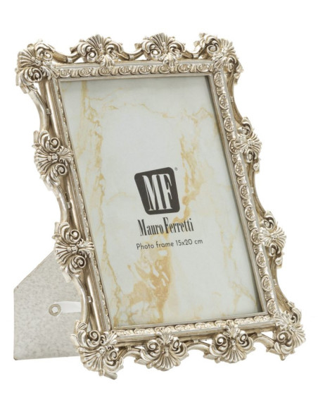 Cadre photo baroque Fleurs & Volutes pour photo 15x20 Résine Argenté Florence 