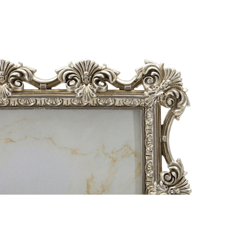 Cadre photo baroque Fleurs & Volutes pour photo 15x20 Résine Argenté Florence 