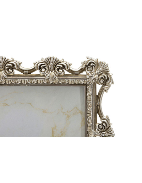 Cadre photo baroque Fleurs & Volutes pour photo 15x20 Résine Argenté Florence 