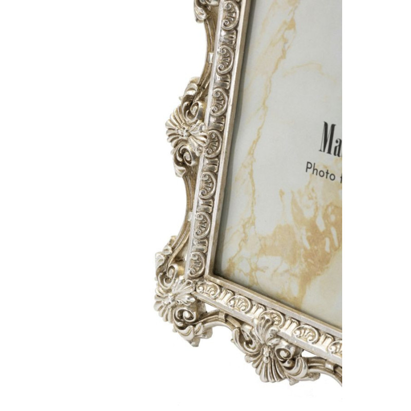 Cadre photo baroque Fleurs & Volutes pour photo 15x20 Résine Argenté Florence 