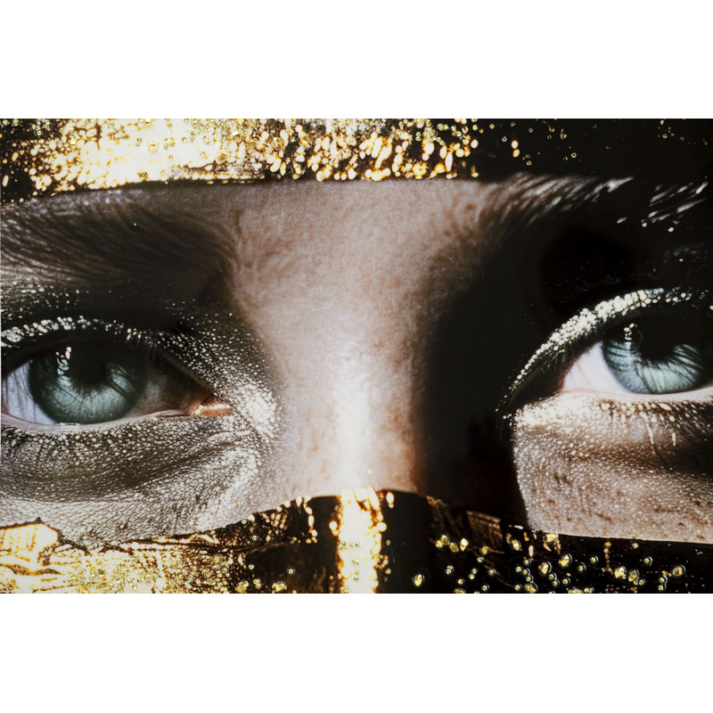 Grande Toile murale peinte Portrait Femme Or 52x102 avec cadre doré Nairobi 