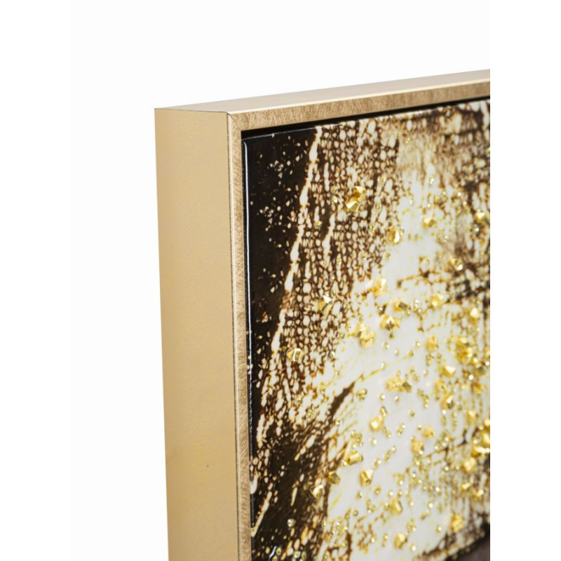 Grande Toile murale peinte Portrait Femme Or 52x102 avec cadre doré Nairobi 