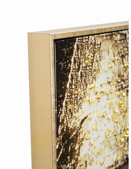 Grande Toile murale peinte Portrait Femme Or 52x102 avec cadre doré Nairobi 