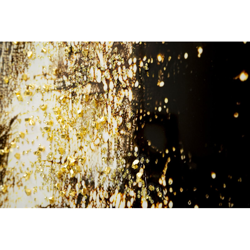 Grande Toile murale peinte Portrait Femme Or 52x102 avec cadre doré Nairobi 