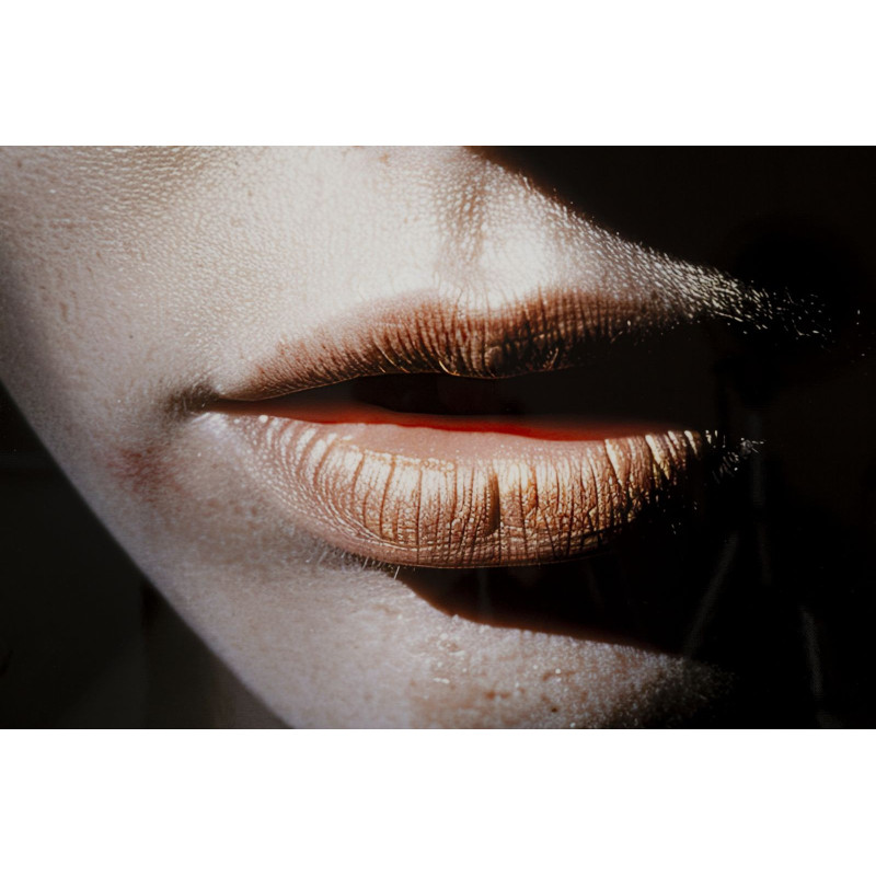 Grande Toile murale peinte Portrait Femme Or 52x102 avec cadre doré Nairobi 