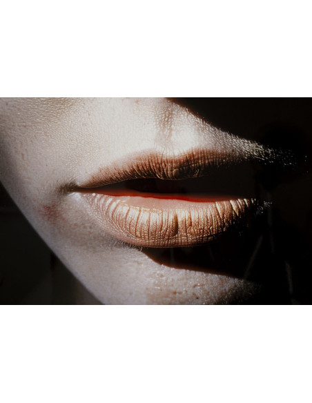 Grande Toile murale peinte Portrait Femme Or 52x102 avec cadre doré Nairobi 