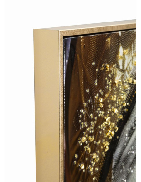 Grande Toile murale peinte Portrait Regard Or 52x102 avec cadre doré Nairobi 