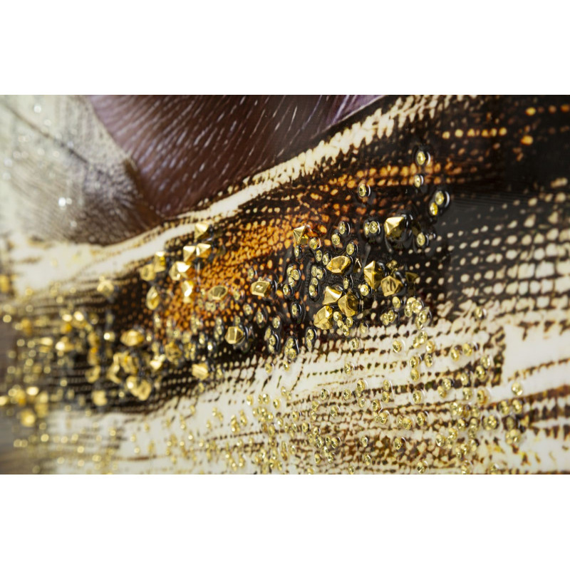 Grande Toile murale peinte Portrait Regard Or 52x102 avec cadre doré Nairobi 