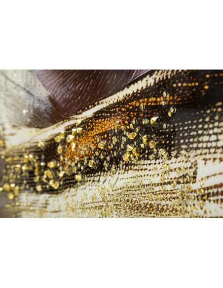 Grande Toile murale peinte Portrait Regard Or 52x102 avec cadre doré Nairobi 