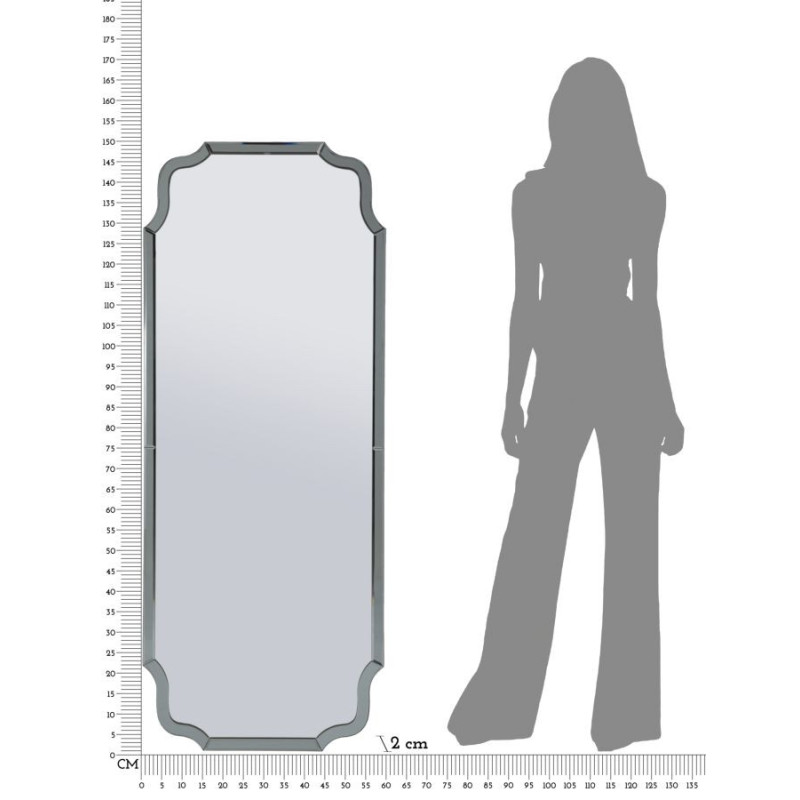 Grand Miroir mural oriental chic Rectangulaire 60x150 Bois MDF Gris Istanbul 