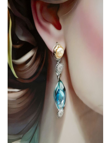 Grande toile murale peinte Femme fleurs robe turquoise 72x102 avec cadre noir Fantasy 