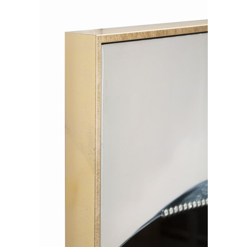 Grande toile murale peinte Femme chapeau noir 62x92 avec cadre doré Dori 