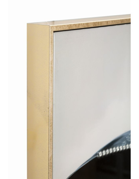 Grande toile murale peinte Femme chapeau noir 62x92 avec cadre doré Dori 